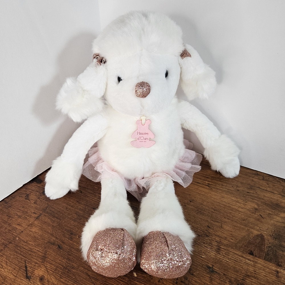 Histoire d'Ours White Poodle Plush Roxane Ballet Dancer Tutu Stuffed Animal